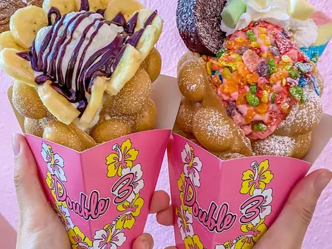 Bubble waffles with ice cream at Double Three in Kailua, Oʻahu