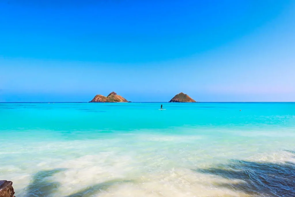 Lanikai Beach and the Mokulua Islands, about 100 yards from Lanikai Garden Studio
