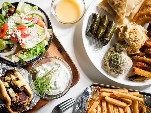 Mediterranean platters at Yamas Mediterranean Cuisine in Kailua, Oʻahu